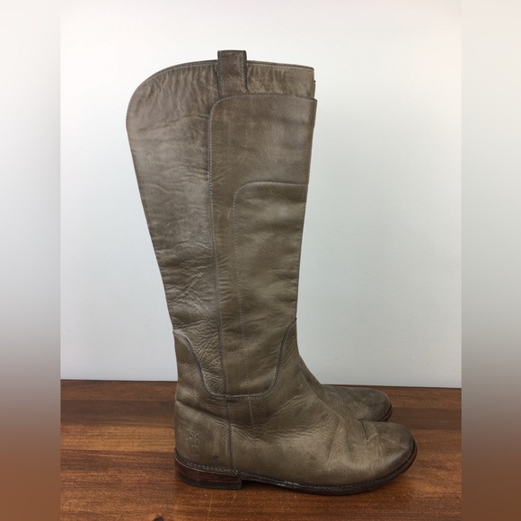 Frye Paige Tall Riding Boots Womens 8.5B Distressed Leather Gray Knee High 77534 - Picture 8 of 12
